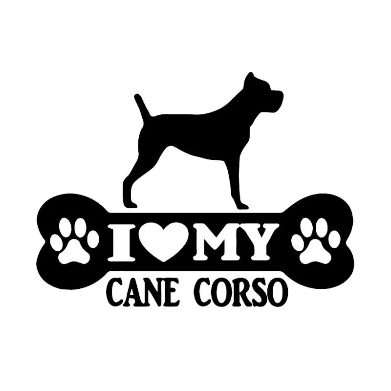 YJZT 14,9X11 см забавная виниловая наклейка I Love My Cane Corso Bone Автомобильная наклейка собака мастифф черный/серебристый C24-1535 - Название цвета: Черный