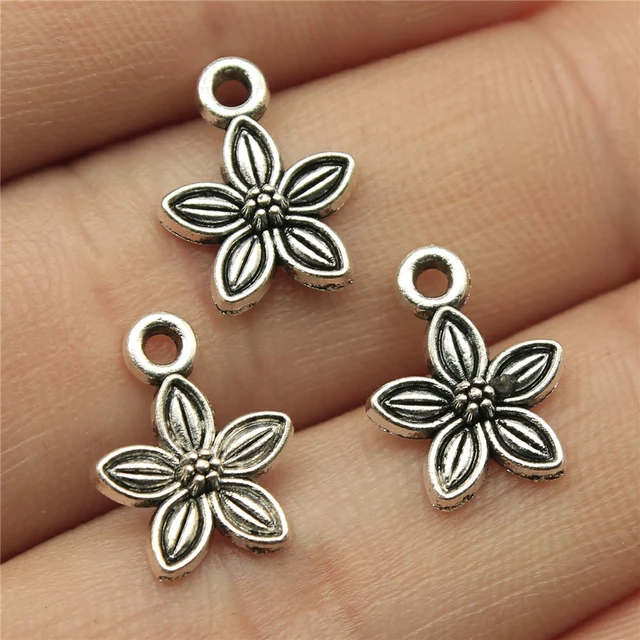 WYSIWYG 40pcs 11x11mm Small Flower Charms Cute Flower Charms For