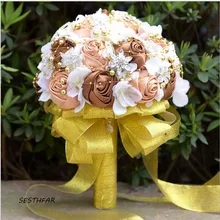 Великолепный свадебный букет свадебных цветов, свадебные букеты из искусственного кристалла цвета слоновой кости, новинка, SPH043