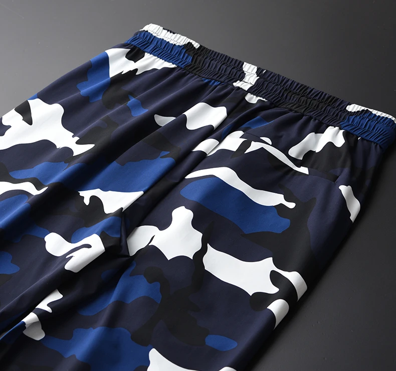 Летние мужские комплекты(T-SHIRTS+ PNATS) размера плюс 3XL 4XL с камуфляжным принтом, мужские комплекты с коротким рукавом, штаны с эластичной резинкой на талии, мужские комплекты s
