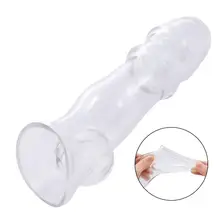 Best Male Sex Toy Cover Sleeve Ring Delay Impotence Extension Soft Jelly Condom Cover Ultra Realistic