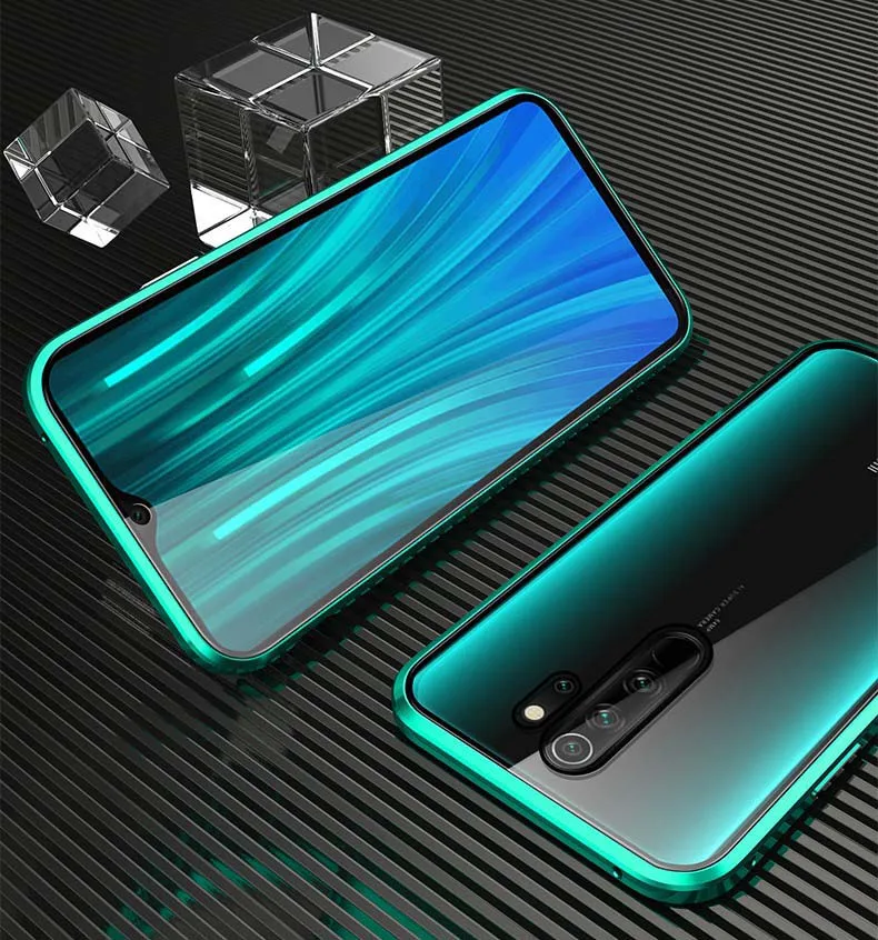 Магнитный 360 металлический флип-чехол с полным покрытием для Xiaomi mi 9 9T Pro двустороннее закаленное стекло для Xiaomi mi 8 9 SE mi 9 A2 Capa Funda - Цвет: Green
