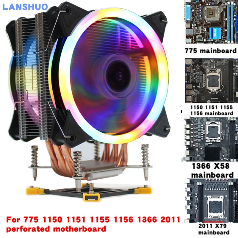 3/4PIN RGB светодиодный Процессор кулер 6-Heatpipe 12V(12 см); 2-вентилятор охлаждения радиатора для LGA 775 1150 1151 1155 1156X58 1366X79 2011 - Цвет лезвия: Magic aurora
