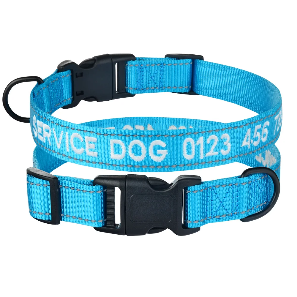 Embroidered Personalized Dog Collar Reflective Adjustable Nylon Pet Puppy Name 