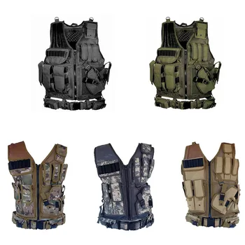 

Men Military Tactical Vest Paintball Camouflage Molle Hunting Vest Assault Shooting Hunting Plate Carrier With Holster