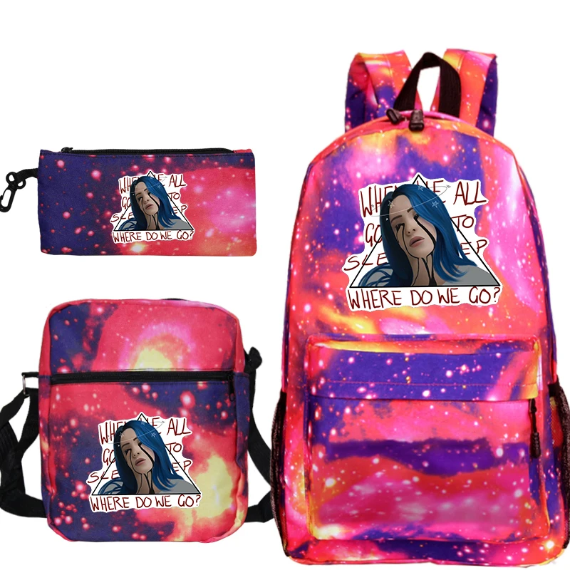 Billie Eilish bag 8 Billie Eilish 3 шт./компл. школьные сумки для подростков, для мальчиков и девочек, рюкзак Для женщин Для мужчин Billie Eilish Mochila Рюкзаки+ ручка сумки - Цвет: Billie Eilish bag 8