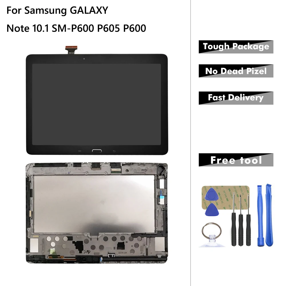 Дешево ЖК дисплей для samsung Galaxy Note 10,1 SM P600 P601 P605 ЖК дисплей дигитайзер в сборе с заменой рамы для samsung P600