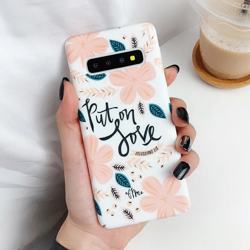 c Светящийся чехол для телефона LOVECOM для samsung Galaxy Note 10, A50, A70, S10e, S10 Plus, S8, S9 Plus, винтажная жесткая задняя крышка из поликарбоната с цветочным рисунком - Цвет: c