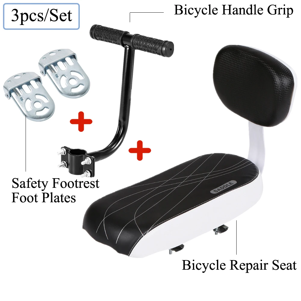 WHITE 1 Set Заднее сиденье для велосипеда, Велосипедное Сиденье MTB, заднее сиденье, искусственная кожа, мягкая подушка, стойка для сиденья, детское сиденье с задней спинкой, аксессуары - Цвет: WHITE 1 Set