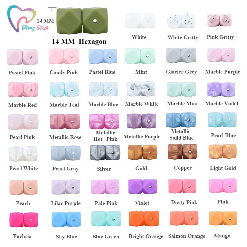 50 PCS Silicone 14 MM Hexagon Beads DIY Jewelry Making Necklace Pendant For Baby Carrier Mix &amp Match Colors Loose | Украшения и