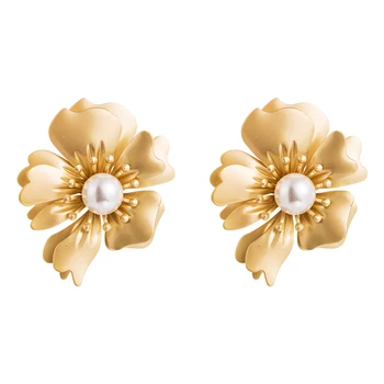 

CH-1010 New Za Jewelry Geometric Square Drop Earrings for Women Big Branded Spray Paint Multi Layers Flower Peal Earrings