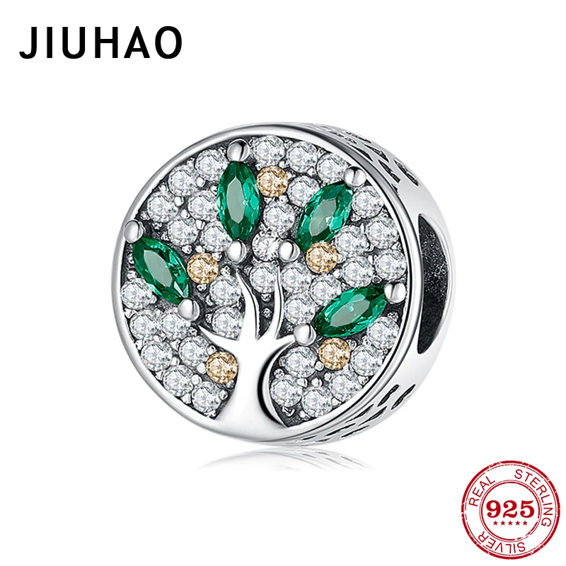 

Tree of life Authentic 925 Sterling Silver Dazzling Clear Green zircon DIY beads Fit Original Pandora Charms Bracelets making