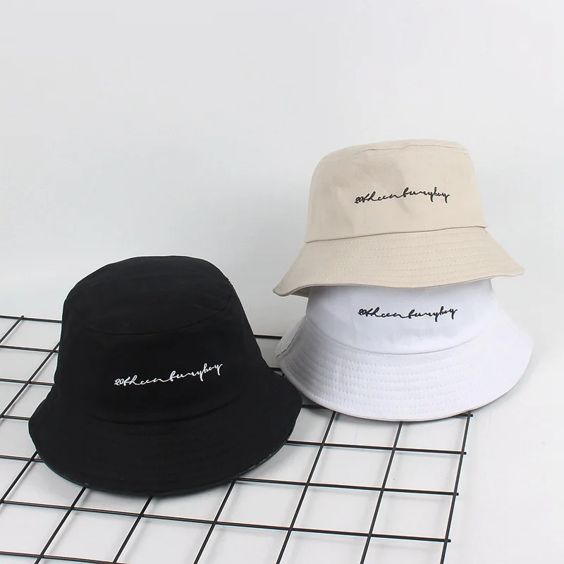

Korean-style Summer Versatile Simple Topee Outdoor Sports Trend Street Snap Couples Bucket Hat Men And Women Embroidered Bucket
