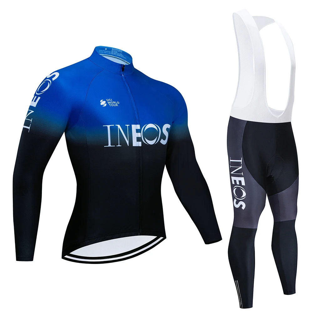 Команда INEOS с длинным рукавом Велоспорт Джерси набор весна осень Ropa Ciclismo дышащий гоночный велосипед одежда MTB велосипед гелевая Подушка 19d - Цвет: Cycling suit