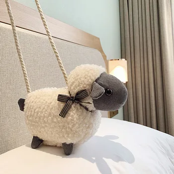 

2021 Cute Winter Shoulder Women Plush Alpaca Chain Crossbody Bag Handbag Purse Cusual Fur White Lamb Sheep Satchel Sna Crossbody