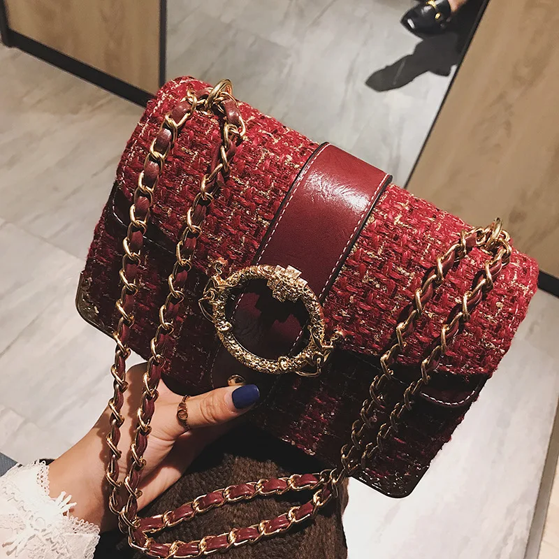 

2019 New Arrival Bag Graceful WOMEN'S Bag Shoulder Woolen Cloth Square Sling Bag Network Red Fire Women's Trendy Bag WOMEN'S Bag
