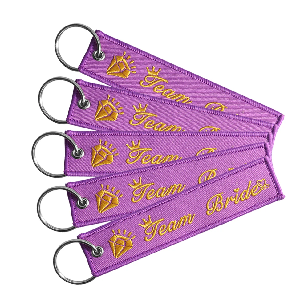 Fashion Keychain for Team Bride Keychain Wedding Party Key Fobs purple Gold Key Chains Chaveiro Remove Before Flight New Key Tag (5)
