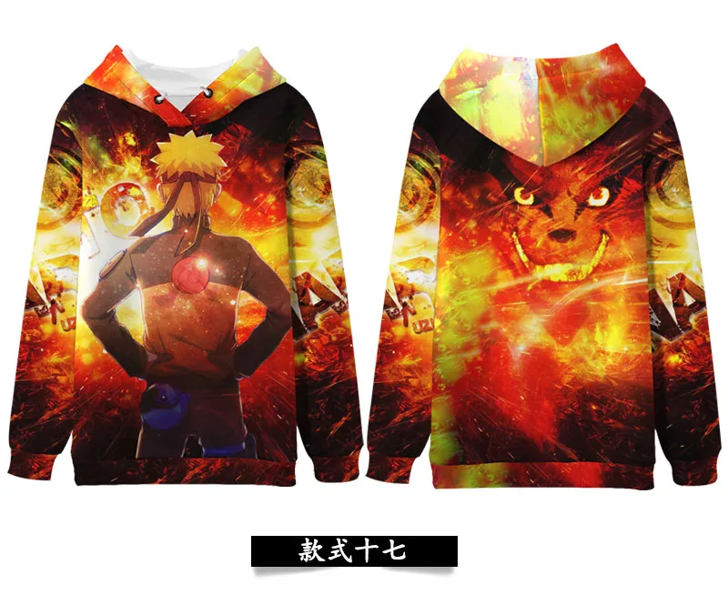 Anime Hoodie NARUTO Uzumaki Uchiha Sasuke Hatake Winter Hooded Sweatshirt Full Color Pullover Couple Women Men Sportswear Coat - Color: Winter 17