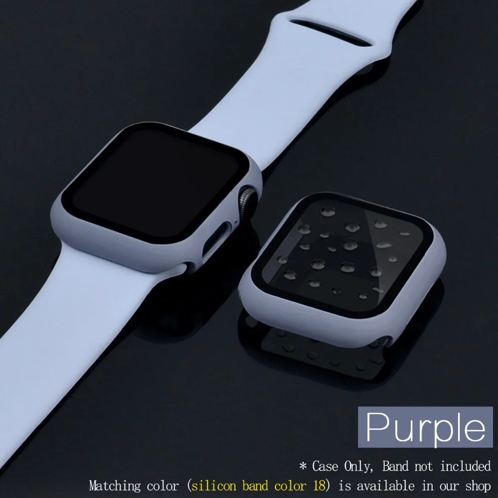 Mling полное покрытие для Apple Watch series 5 4 3 2 матовый пластиковый бампер жесткая рамка Чехол со стеклянной пленкой для iWatch защита экрана