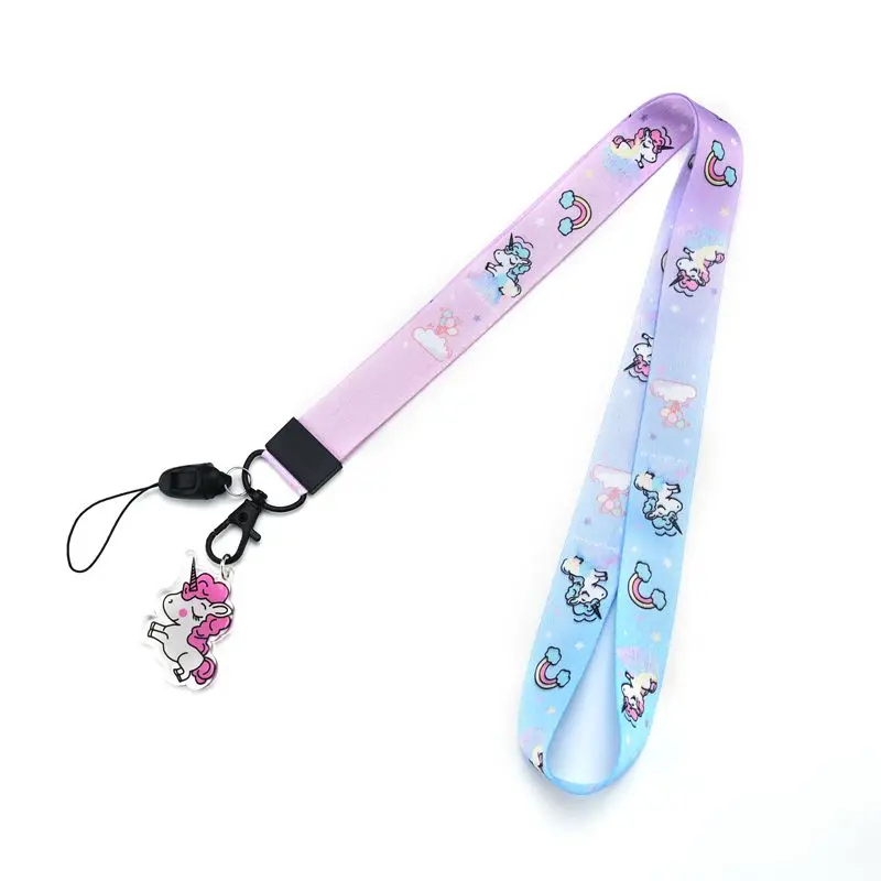 Pink Lanyard Unicorn 귀여운 소녀 넥 스트랩 Lanyards for keys ID 카드 휴대 전화 스트랩 USB