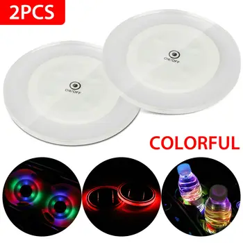 

Mat LED Car cup Charging Bottle Coaster Car Atmosphere Light Acrylic Colorful