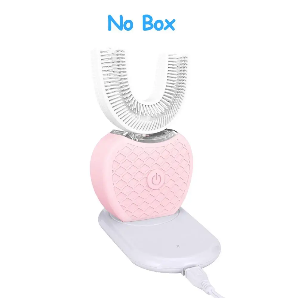 Электрическая зубная щетка u-типа, зубная щетка 360 градусов, интеллектуальная автоматическая звуковая usb зарядка, отбеливание зубов, синий светильник - Цвет: Pink No Box