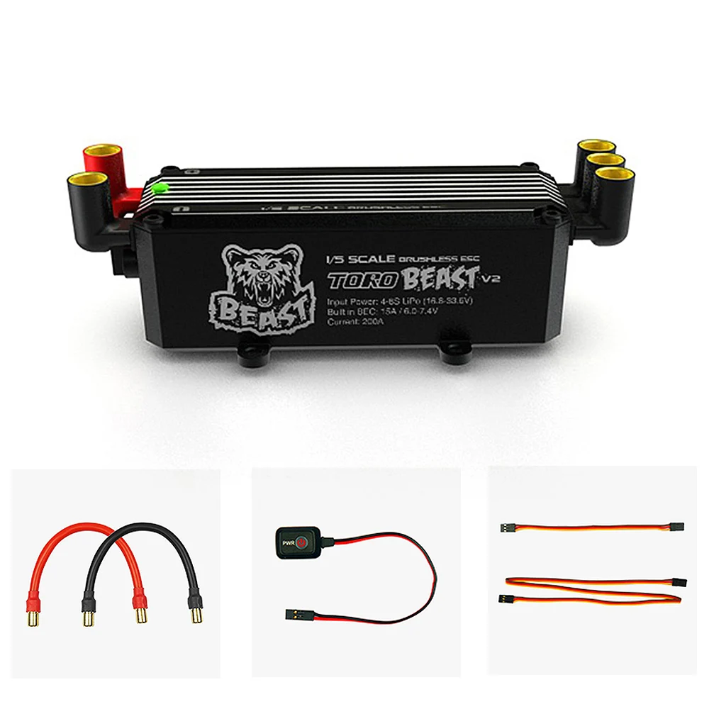 

V2 200A Brushless ESC 8S Programmable Biult-in BEC for 1/5 RC Off Road Car Parts Accessories