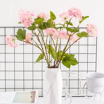 

Hydrangea Top Grade Imitation Flowers Three Head xue qiu hua Large Living Room Model Room Floor Flower