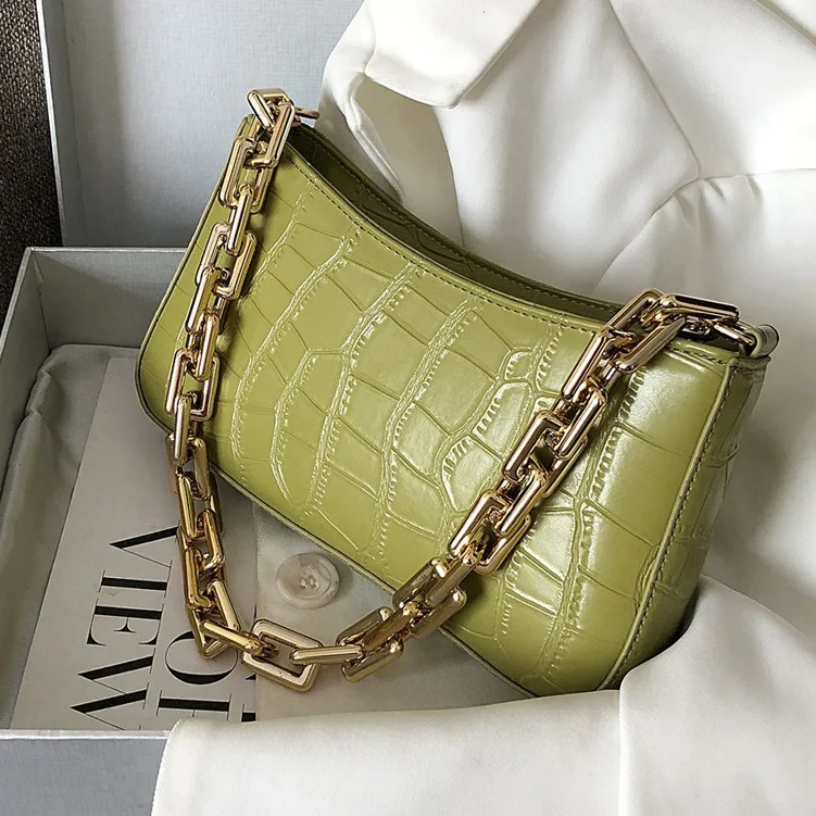 

Stone Pattern PU Leather Armpit Bag For Women 2020 Solid Color Chain Shoulder Handbags Female Travel Fashion New Hand Bag