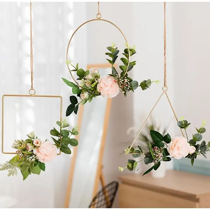 18 style decoration Creative Wall Hanging Decoration Hemp Rope Simulated Flower 1 x Metal Decorations with Fake Home Decoration