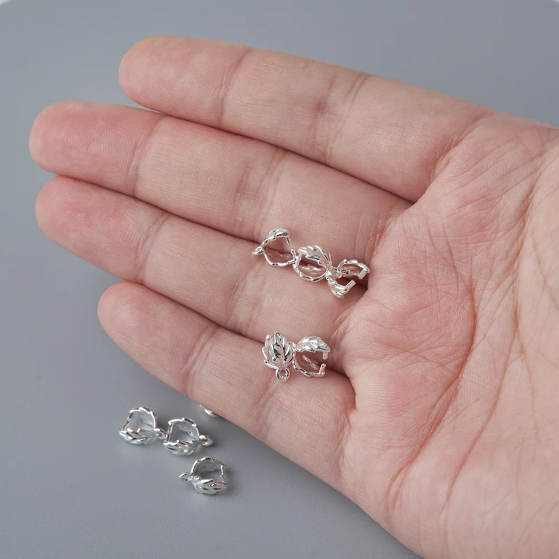 DoreenBeads медные зажимы для подвесок застежки в виде листьев посеребренные серьги
