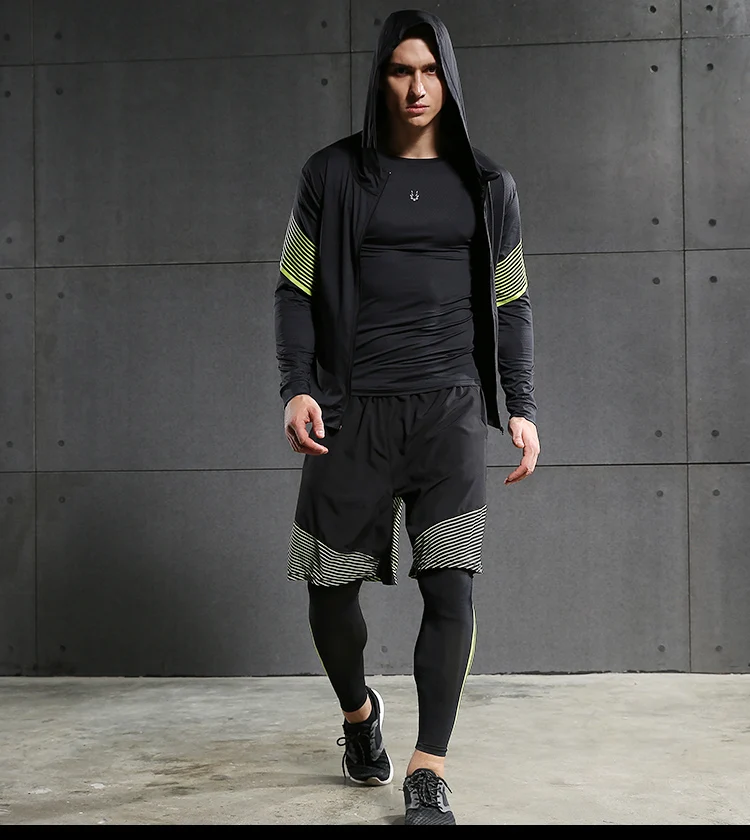 Running Jacket Gym Men Sports Coat Fitness Long Sleeve Hooded Tight Hoodies Zipper Slim Hiking Sweatshirts Male Training Jackets