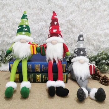 

Christmas Handmade Swedish Santa Plush Gnome Doll Toys Xmas Gift Party Ornaments Green/ Red/ Gray Christmas Tree Table Decor