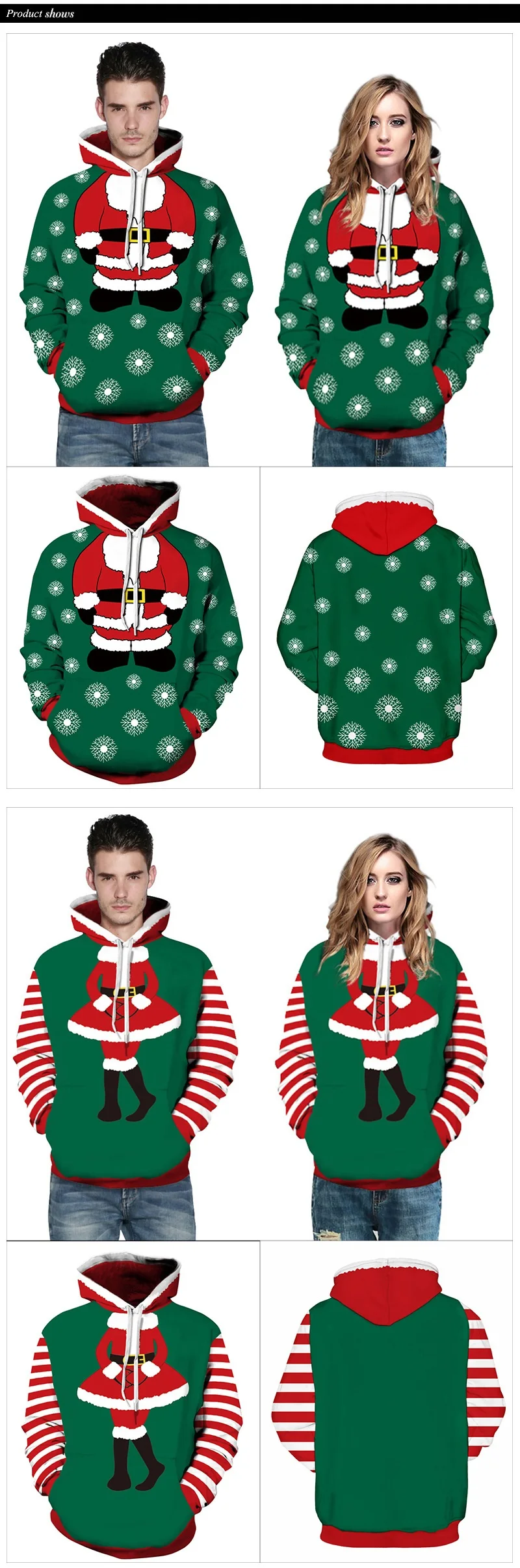 Men Women Autumn Winter Plus Size 3D Ugly Christmas Sweater Long Sleeve Hoodie Sweatshirt Pullover Sweaters Jumpers Tops