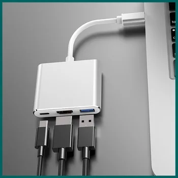 

Type-c to HDMI + USB + PD Three-in-One High-definition Patch Cord USB C Hub Docking Station Adapter