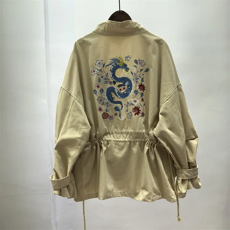 Вышивка цветок камуфляж Chaquetas Mujer осень Женская ветровка плащ
