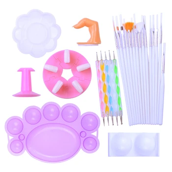 

15pcs nail art brushes + 5pcs Point drill pen + 2pcs Nail Art Palette + 1pcs Practice Finger for Nail Base Tools Set