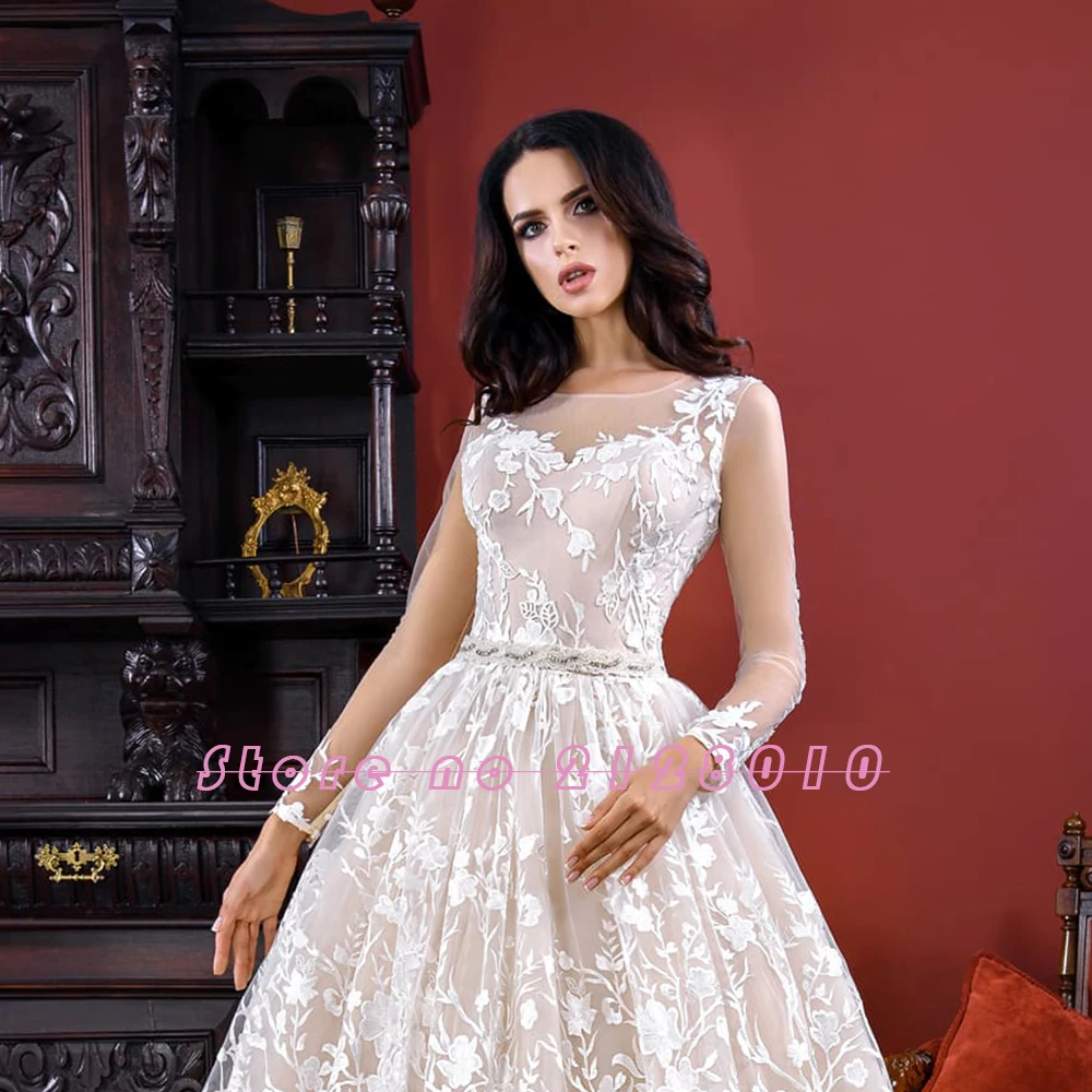 Новинка, Специальное свадебное платье с длинным рукавом, Vestido Novia, блестящее Бисероплетение, кристалл, талия, жемчуг, кружева, свадебные платья