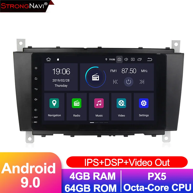 Ips DSP 4 + 64G Android 9 0 2 DIN автомобильный DVD gps плеер для Benz W203 W209 W219 A Class A160 C C180 C200 CLK200 Радио