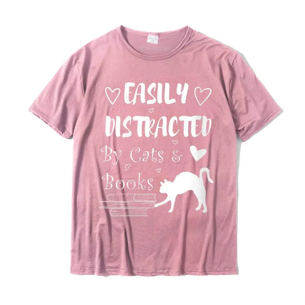 Casual Tees Special O-Neck cosie Short Sleeve 100% Cotton Man T-Shirt Europe Tops Shirt Wholesale Womens Books and Cats Kitty Reading Funny V-Neck T-Shirt__30980 pink