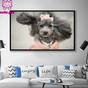 

photo custom diy diamond Modern art, cute dog embroidery diamond painting full square round drill diamond mosaic art home