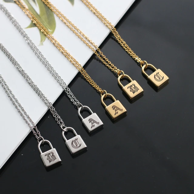 Padlock Necklace Engraved 2024 | favors.com