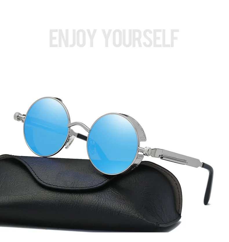 RBENN металлические круглые солнцезащитные очки в стиле стимпанк для мужчин и женщин, фирменный дизайн, Винтажные Солнцезащитные очки, высокое качество, очки в стиле панк, зеркальные, UV400