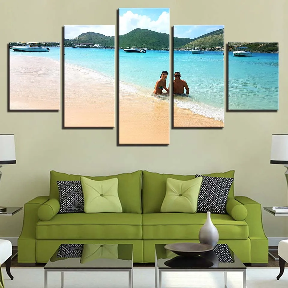 

Men and women swimming on the beach 5pcs Modern Home Wall Decor Canvas Picture Art HD Print Painting On Canvas for Living Room