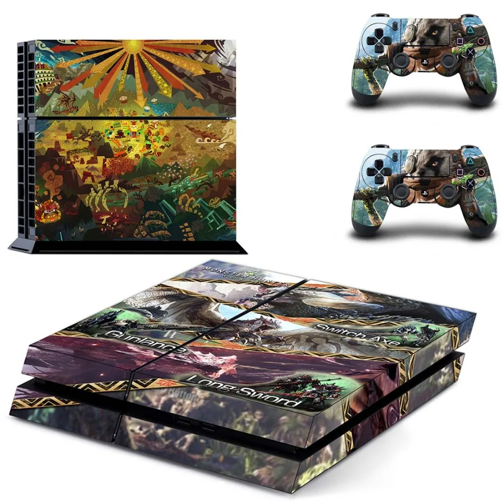 Monster Hunter World полное покрытие лицевые панели наклейка для PS4 Наклейка для playstation 4 консоль и контроллеры наклейка для PS4 виниловая наклейка