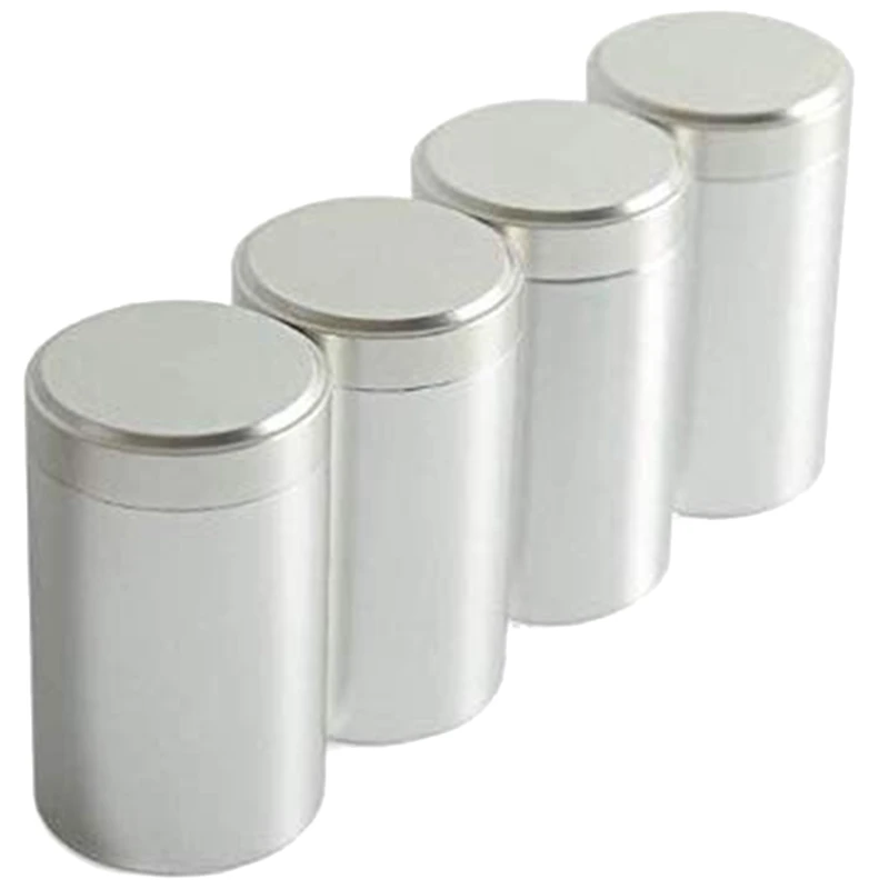 Tea Tins Canister Set with Airtight Lids Home Kitchen Tea Containers for Tea Coffee Sugar Storage Loose Leaf(Silver 92 x 55 4PC/