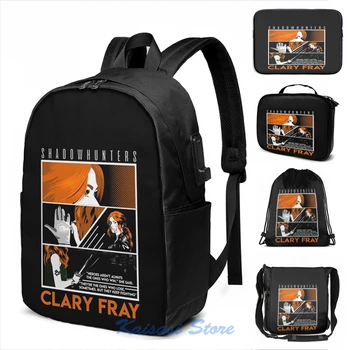 

Funny Graphic print Clary Fray - Shadowhunters USB Charge Backpack men School bags Women bag Travel laptop bag