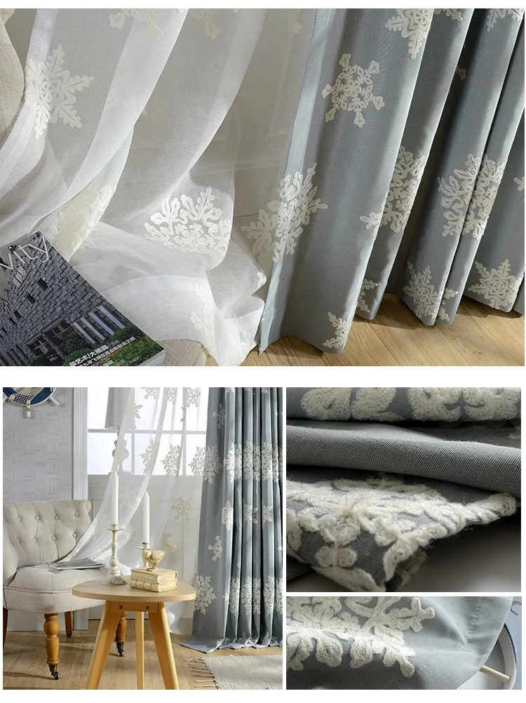 Modern Simple Cotton and Hemp Stereo Embroidered Curtain Doris American Village Curtains for Living Room and For Benroom
