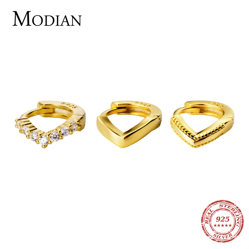 Modian роскошный вид толстая подошва V Форма Хооп Серьги для женщин из натуральной 925