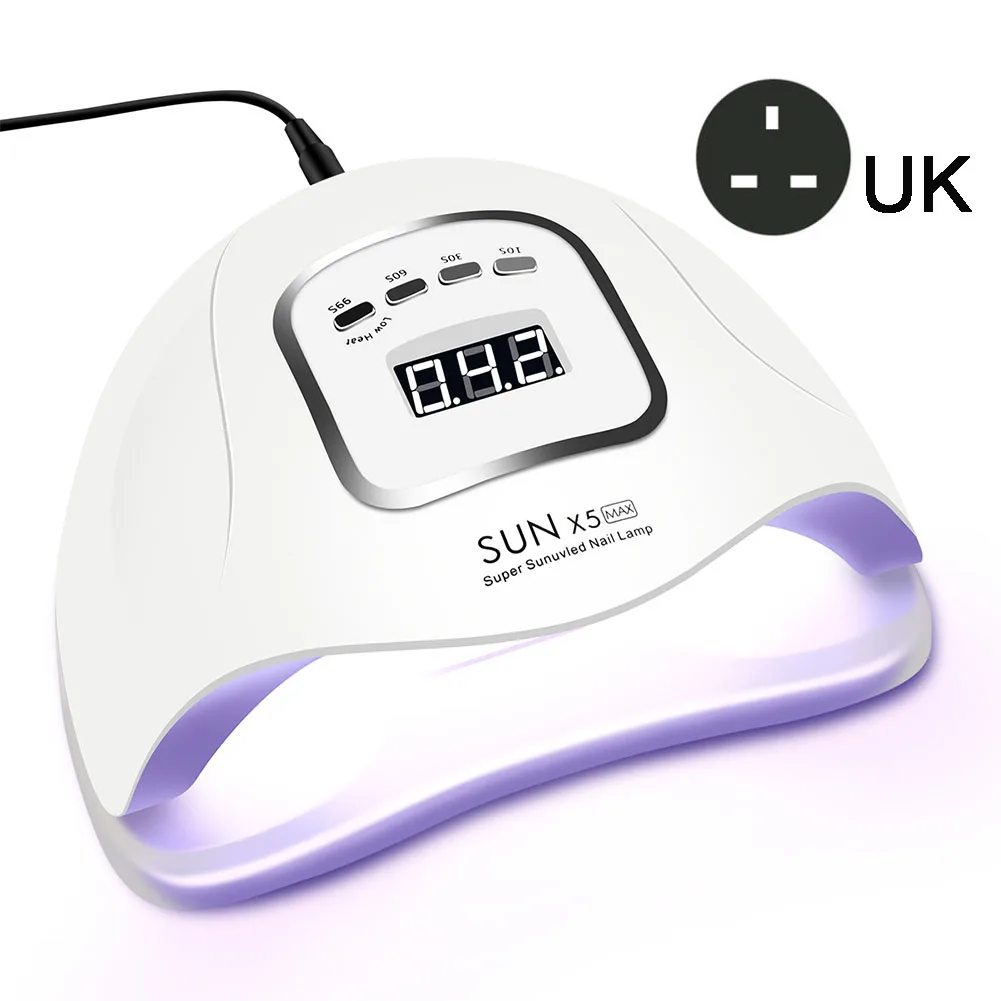 SUN X5 MAX UK Plug 80 Вт Светодиодный светильник для ногтей для маникюра Сушилка для ногтей машина УФ лампа для отверждения УФ-гель для ногтей с датчиком движения ЖК-дисплей - Цвет: SUN X5 MAX UK Plug